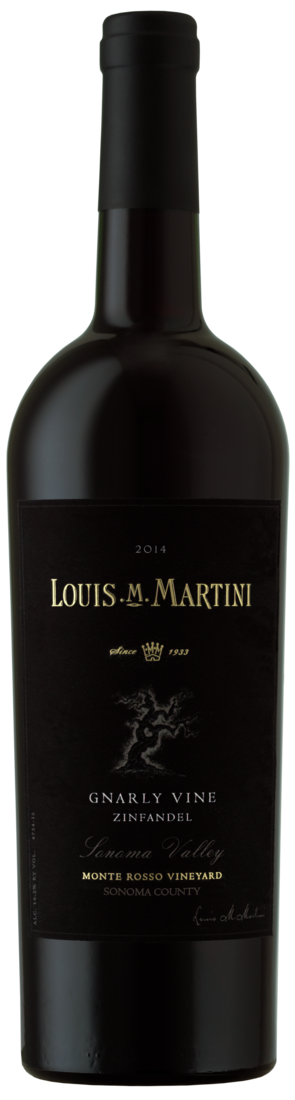2017 Louis M Martini Monte Rosso Vineyard Gnarly Vines Zinfandel  0.75L wine bottle.