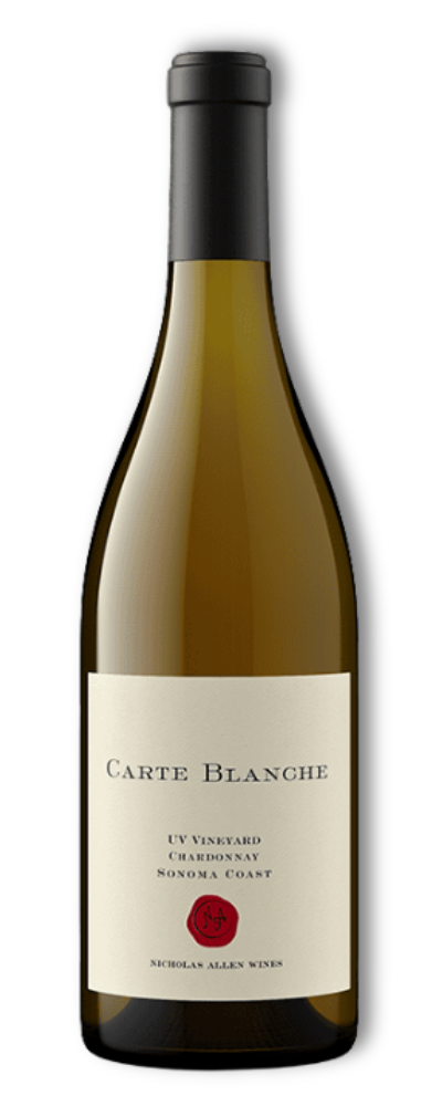 Carte Blanche UV Vineyard Chardonnay wine bottle.